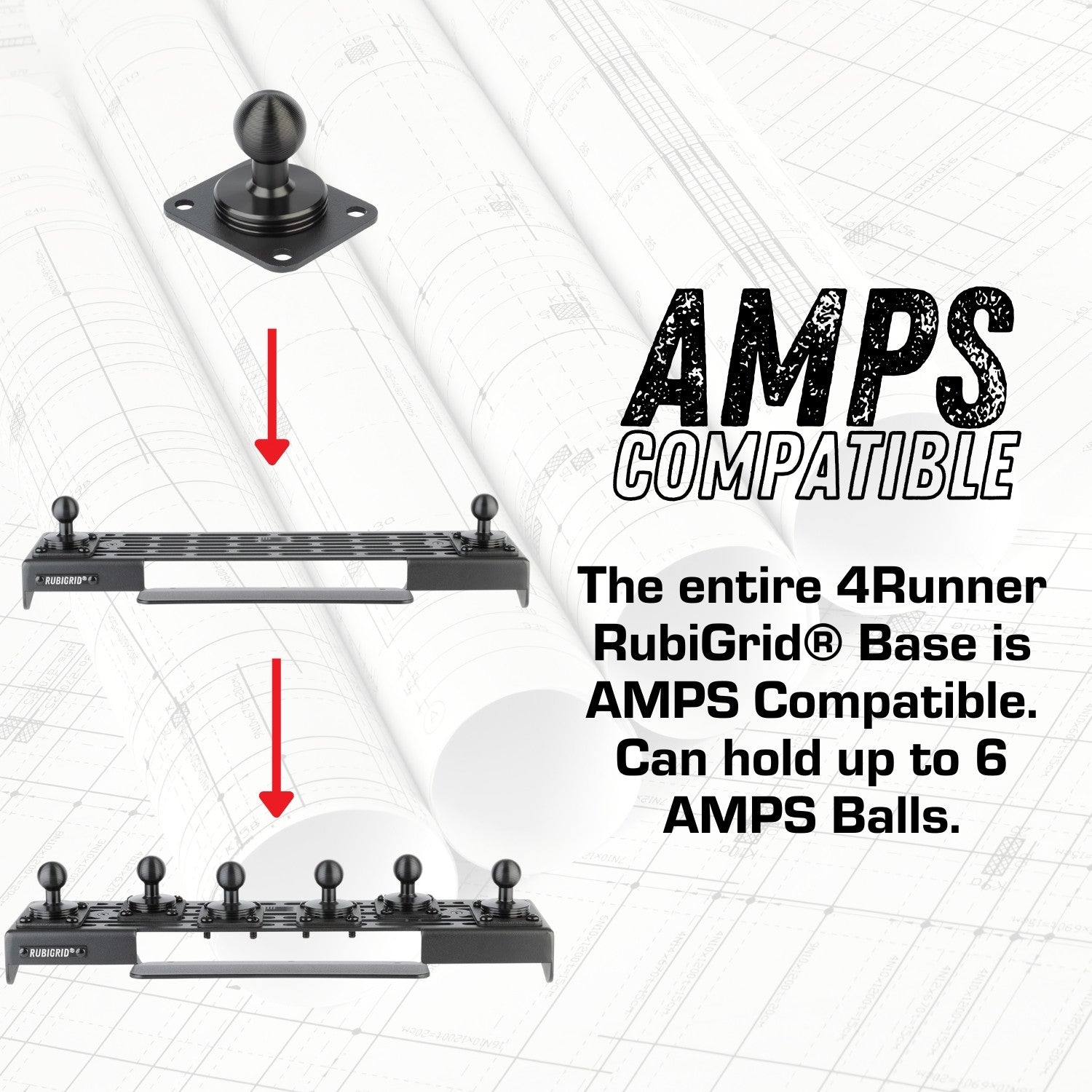 RubiGrid® 2010-2024 Toyota 4Runner Dash Mount Phone + Device Holder (5th Gen 4Runner)