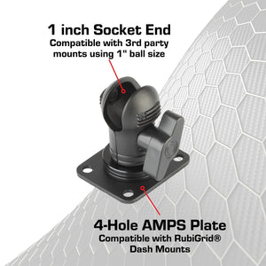 AMPS Compatible Mounting Plate with 1 inch Connector End Nubby Edition