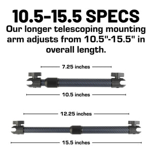 Telescoping Carbon Fiber + Kevlar Mounting Arms with 20mm Connector Ends