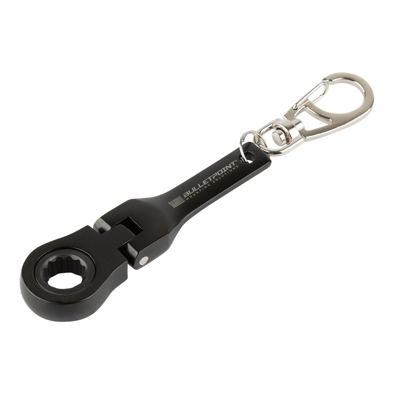 Bulletpoint 10mm Flex Head Ratcheting Socket Wrench Keychain with Carabiner