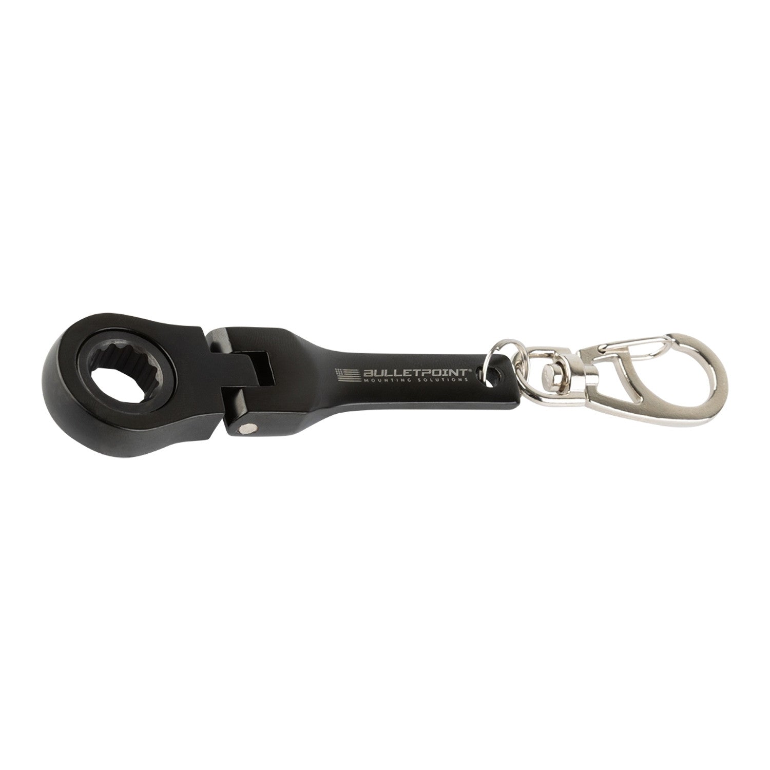 Bulletpoint 10mm Flex Head Ratcheting Socket Wrench Keychain with Carabiner