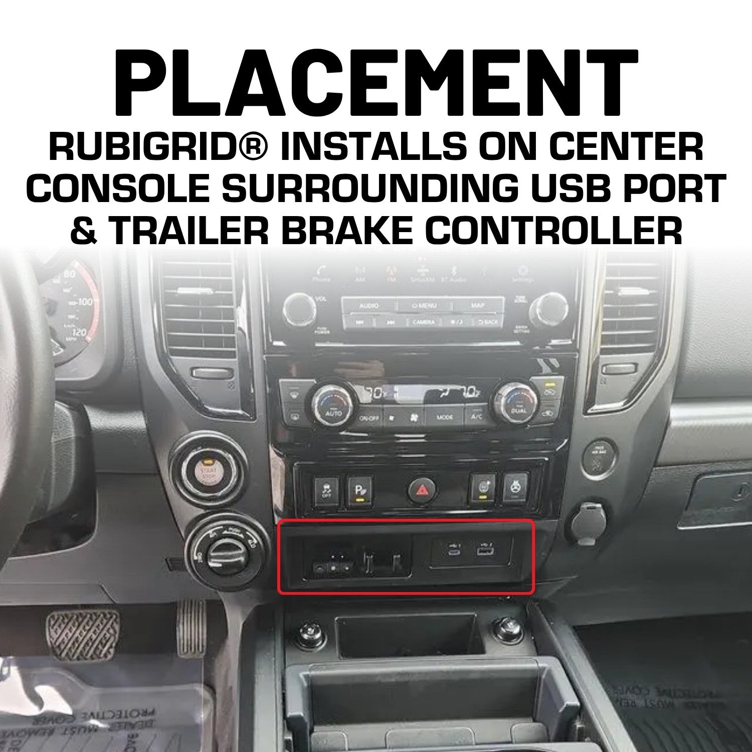 RubiGrid® 2017-2024 Nissan Titan Center Console Multi-Device Phone Mount
