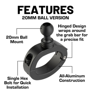 Passenger Grab Bar Mount compatible with 2018-2023 Jeep Wrangler JL & 2020-2023 Jeep Gladiator - 20mm