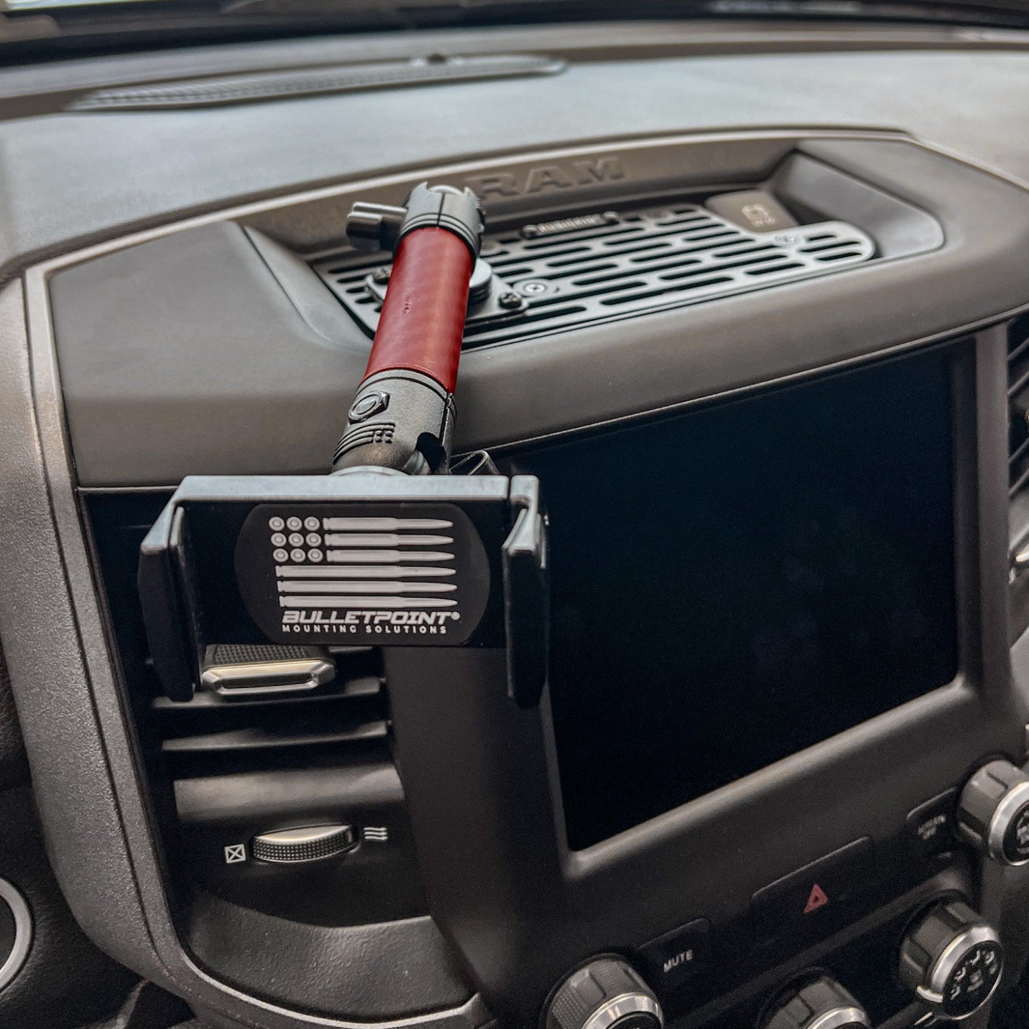 RubiGrid® V2 2019+ RAM Truck 1500/2500/3500/4500/5500 + TRX Dash Mount with Red Arms