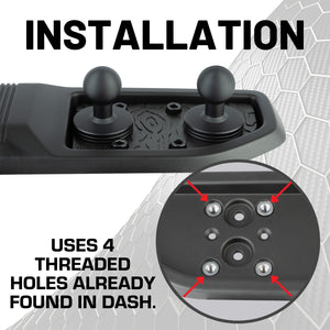 2024+ Jeep Wrangler JL & Jeep Gladiator Passenger Side Dual Ball Metal Dash Mount Phone Holder