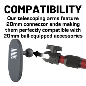Telescoping Matte Color Carbon Fiber Mounting Arms with 20mm Connector Ends