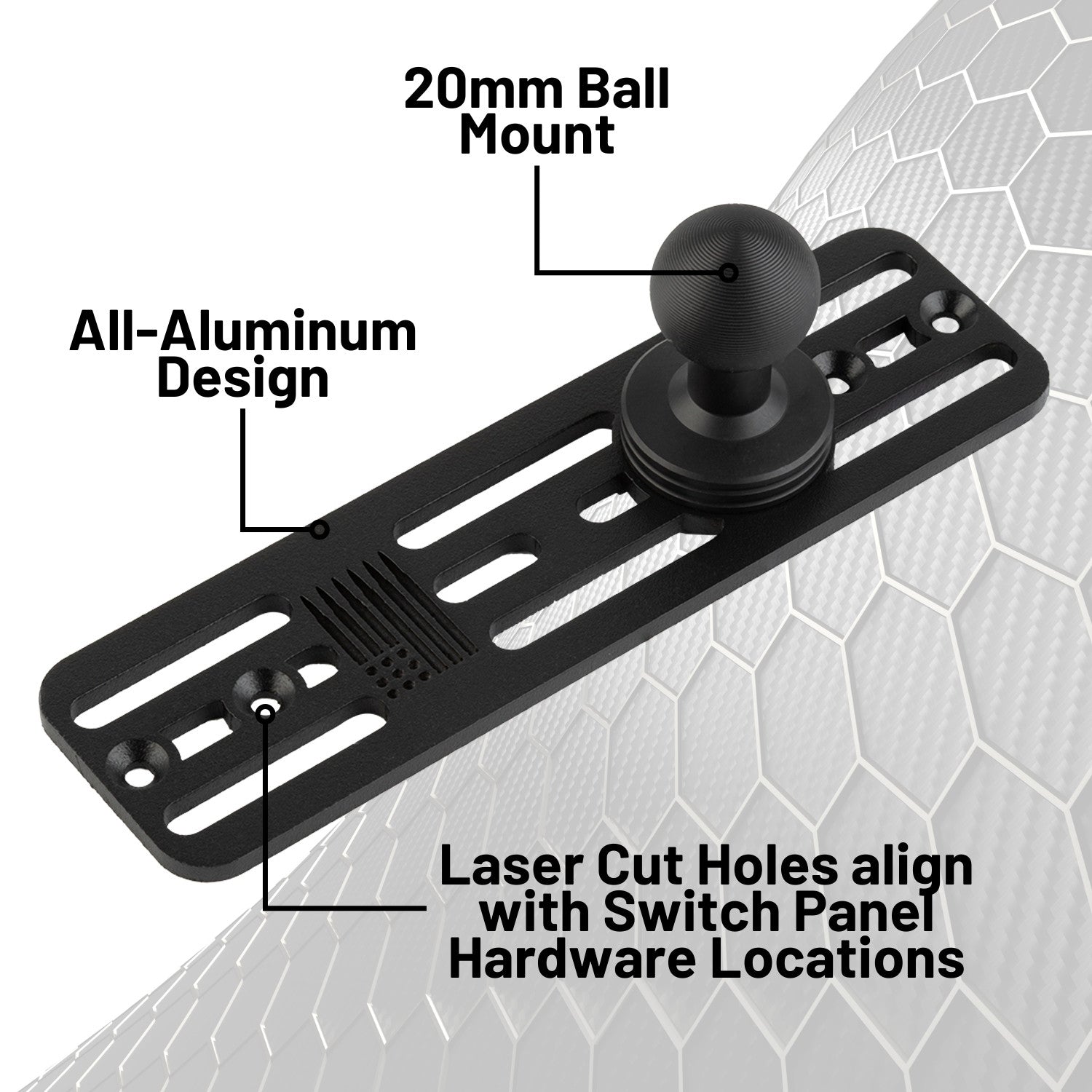 Auxbeam AS Series 4 Gang Switch Panel Mount with 20mm Ball