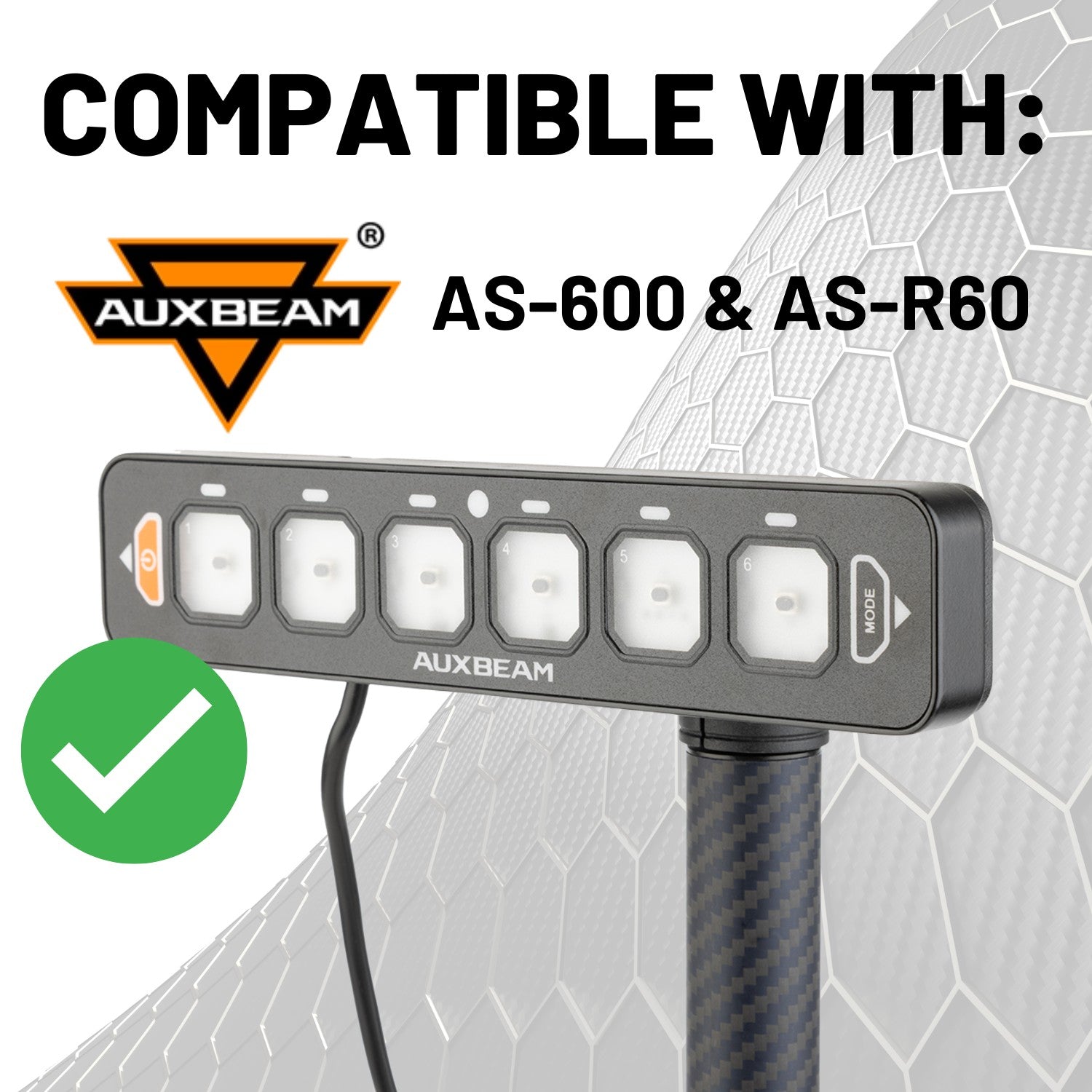 Auxbeam AS Series 6 Gang Switch Panel Mount with 20mm Ball