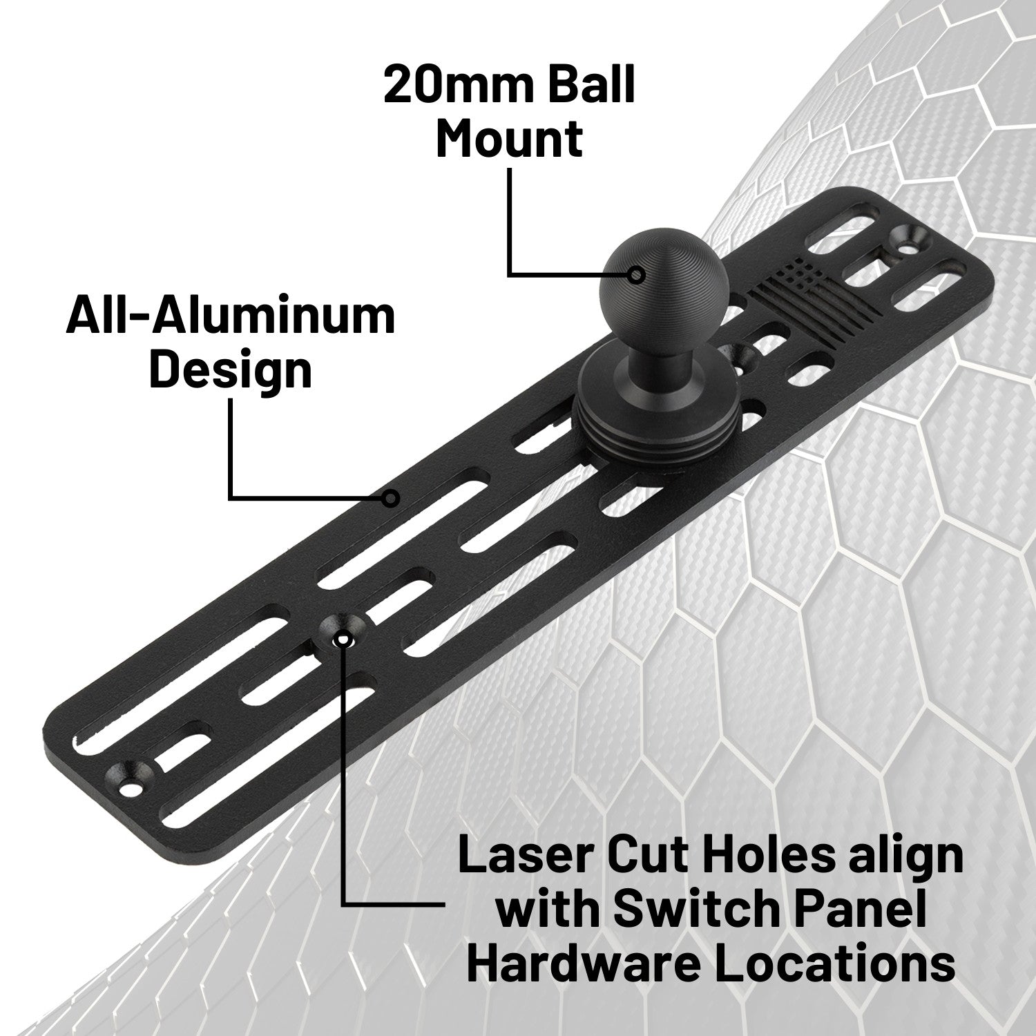 Auxbeam AS Series 6 Gang Switch Panel Mount with 20mm Ball
