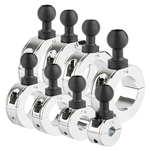 Chrome Bar Clamp Mounts with 20mm Ball (various sizes)