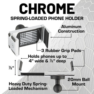 Chrome XL Universal Phone Mount Holder for Oversized Bulky Cases with 20mm Ball Mount