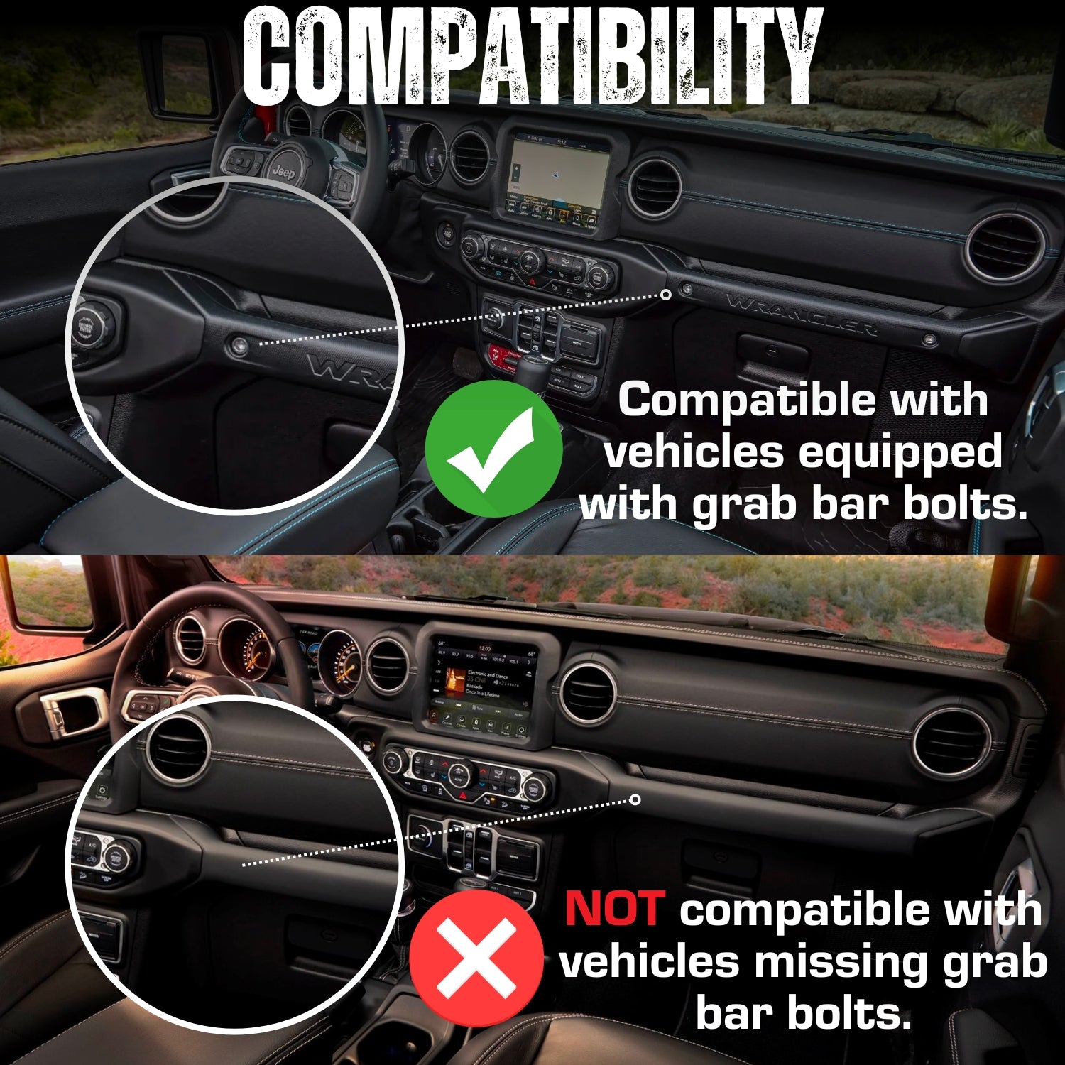 2018-2023 Jeep Wrangler JL + 2020-2023 Jeep Gladiator Grab Bar Mounting Point