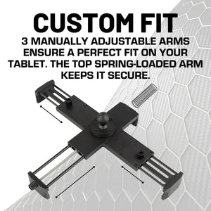 Heavy Duty Aluminum 4-Point Universal Tablet Holder with Integrated 20mm Ball
