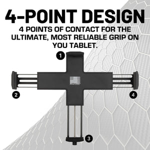 Heavy Duty Aluminum 4-Point Universal Tablet Holder with Integrated 20mm Ball
