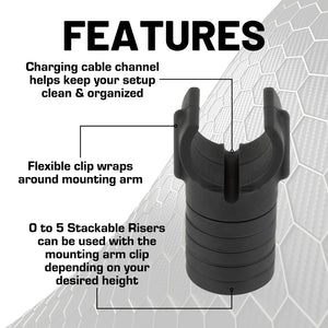 Height-Adjustable Mounting Arm Support Add-On with Charging Cable Channel