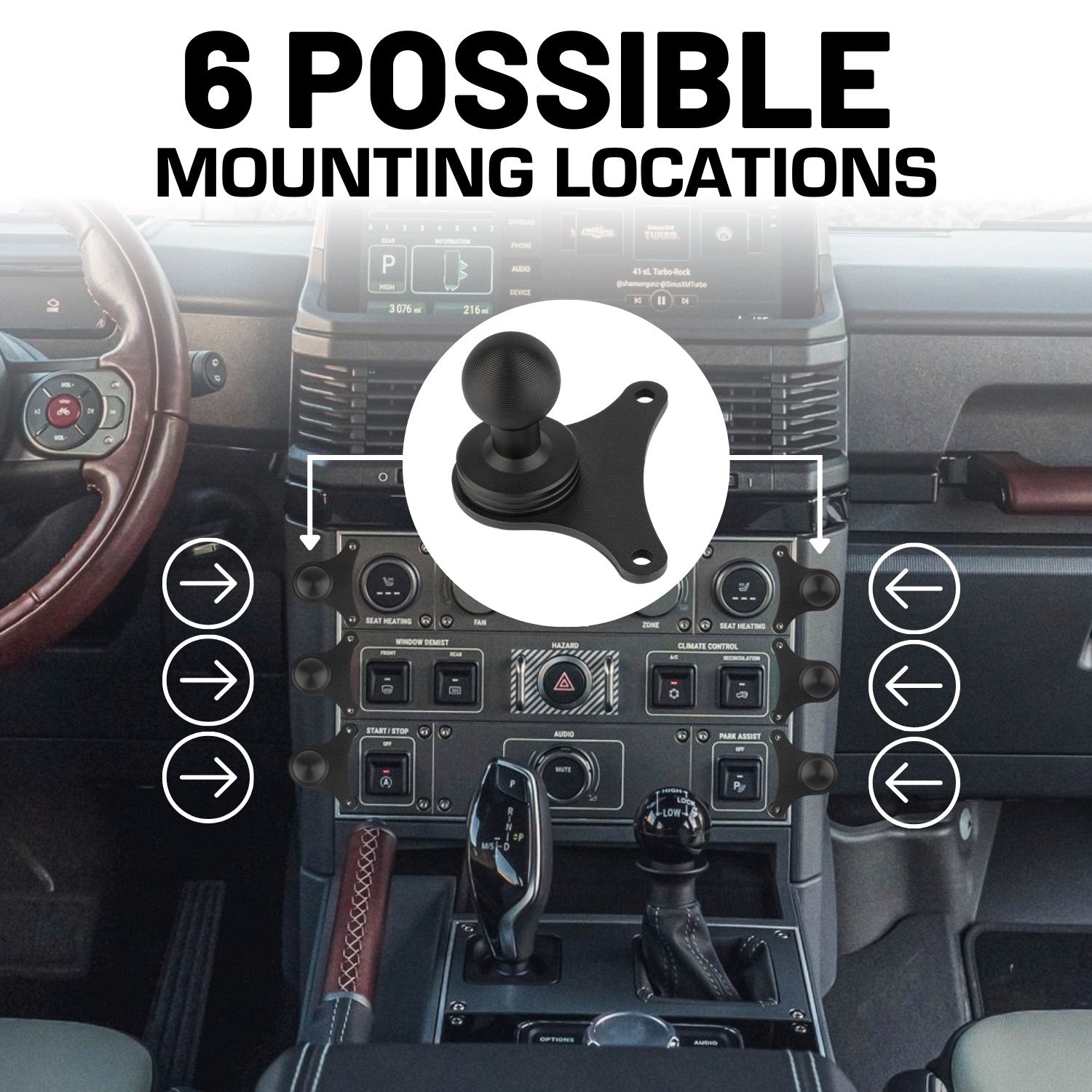 2024+ Ineos Grenadier Single Device Phone Holder Center Console Mount with 20mm Ball