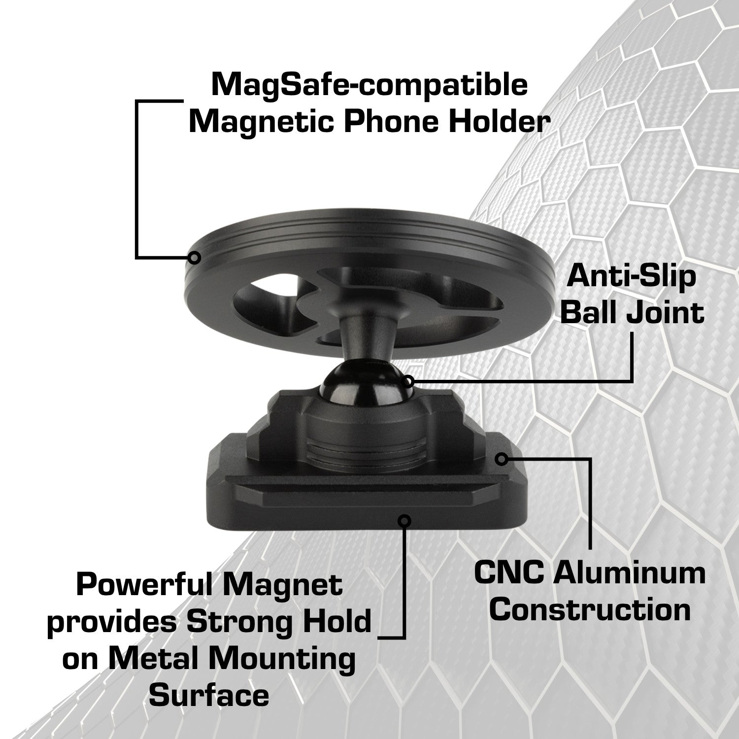 Universal CNC Aluminum Magnetic MagSafe Phone Holder for Golf Carts, Gym Equipment & Metal Surfaces
