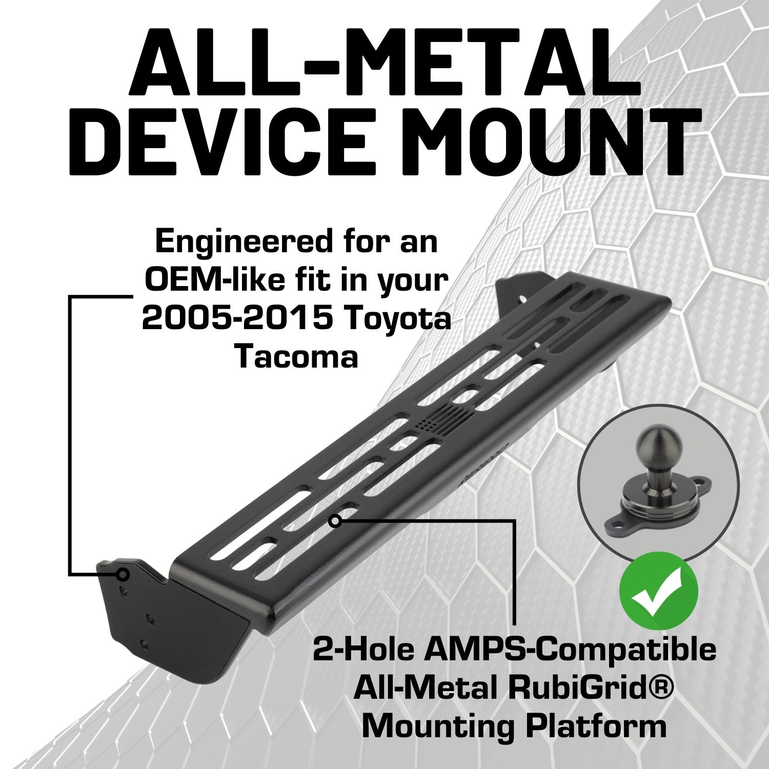 RubiGrid® 2005-2015 Toyota Tacoma Center Stack Device Mount + Phone Holder