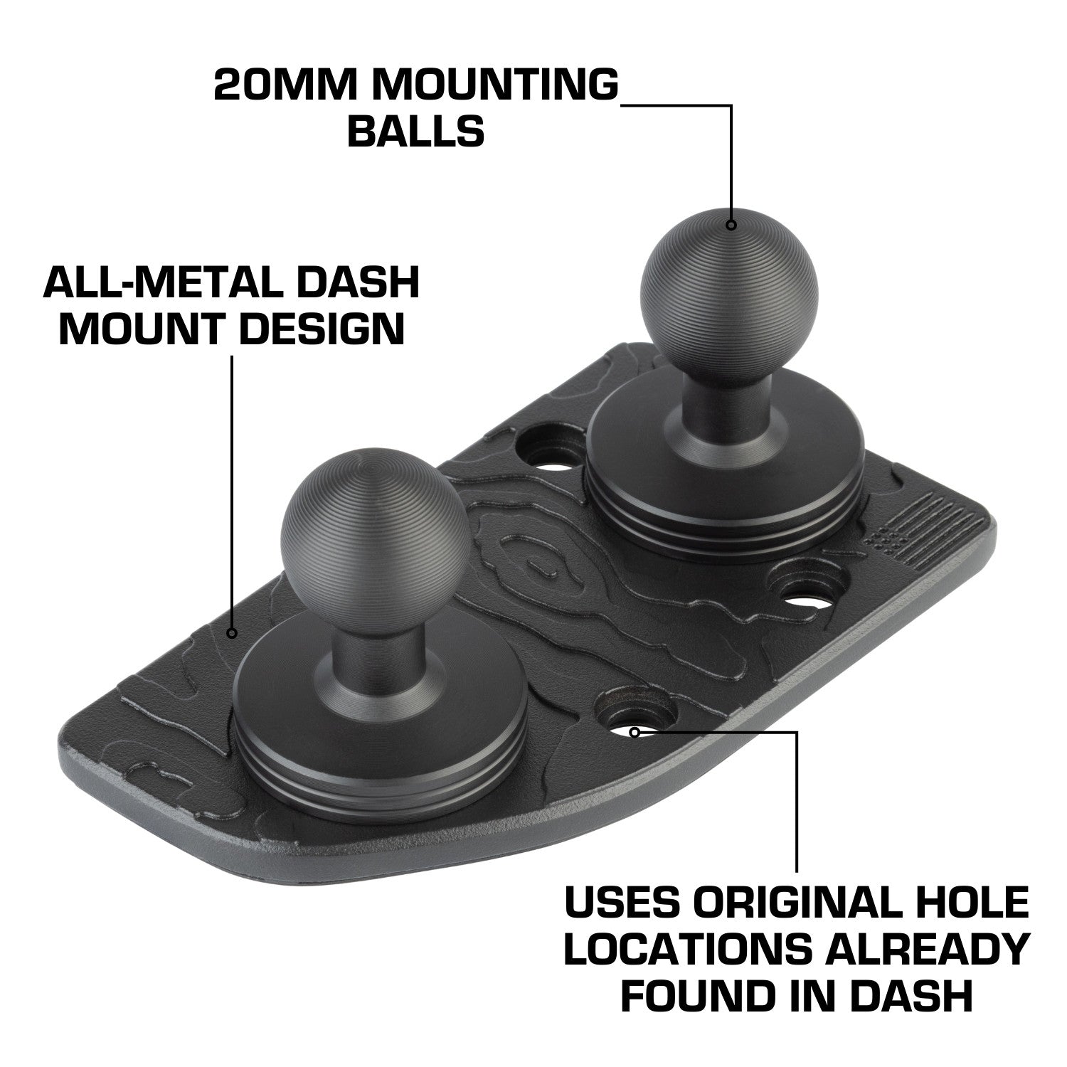 2024+ Jeep Wrangler JL & Jeep Gladiator Driver Side Dual Ball Metal Dash Mount Phone Holder