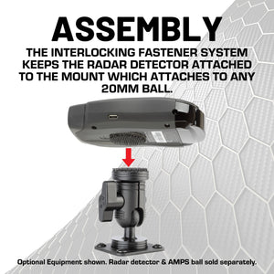 Radar Detector Mount with 20mm Connector Nubby Edition + Interlocking Fastener System