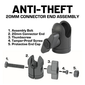 Pair of Anti-Theft 20mm Connector Ends - Tamper-Proof Security for Device Holders