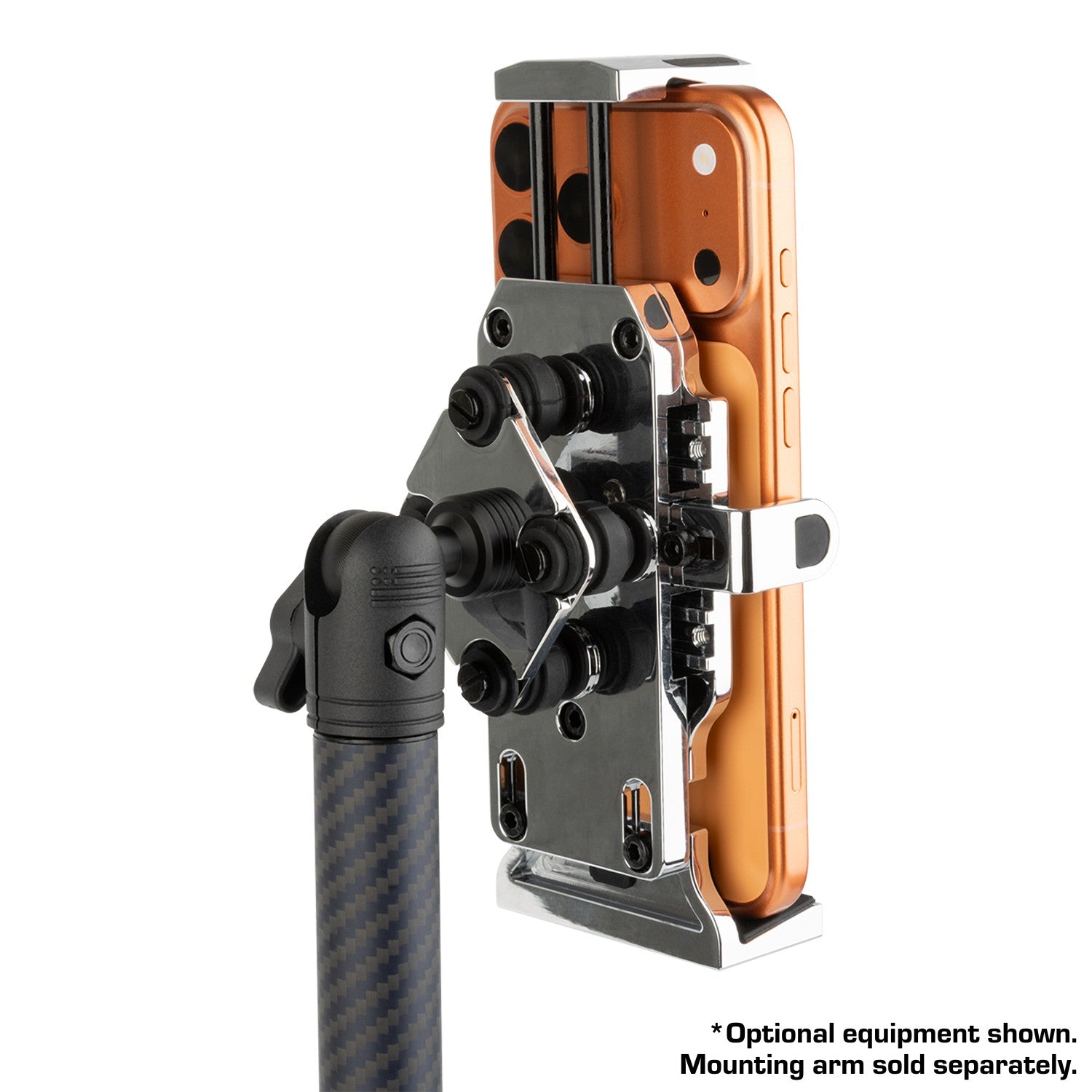 Chrome Anti-Vibration Universal Spring-Loaded Phone Holder with 20mm Ball