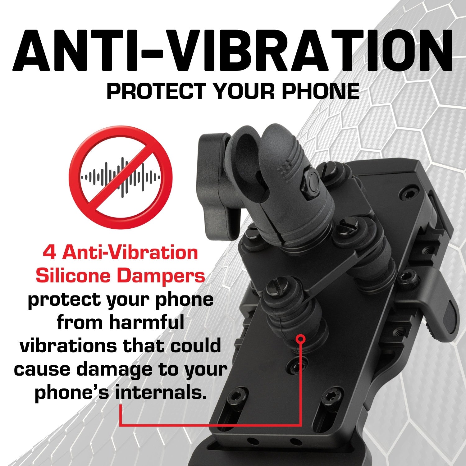 Anti-Vibration Universal Spring-Loaded Phone Holder with 20mm Connector Nubby Edition