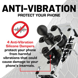 Chrome Anti-Vibration Universal Spring-Loaded Phone Holder with 20mm Ball