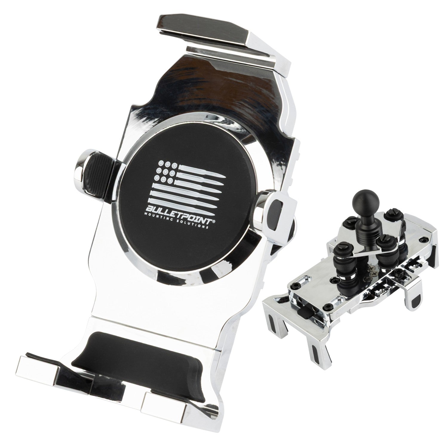 Chrome Anti-Vibration Universal Spring-Loaded Phone Holder with 20mm Ball