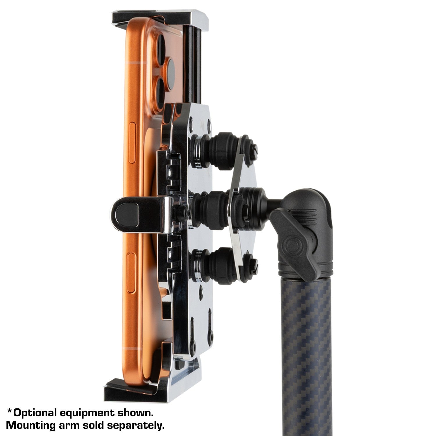 Chrome Anti-Vibration Universal Spring-Loaded Phone Holder with 20mm Ball