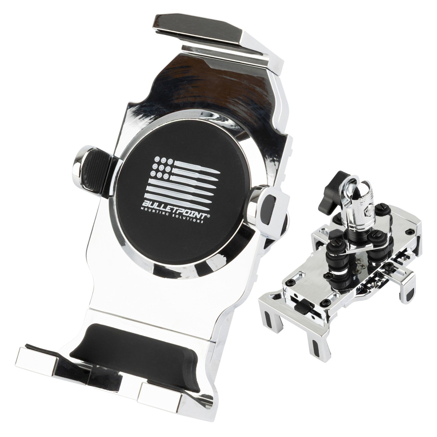 Chrome Anti-Vibration Universal Spring-Loaded Phone Holder with 20mm Connector Nubby Edition