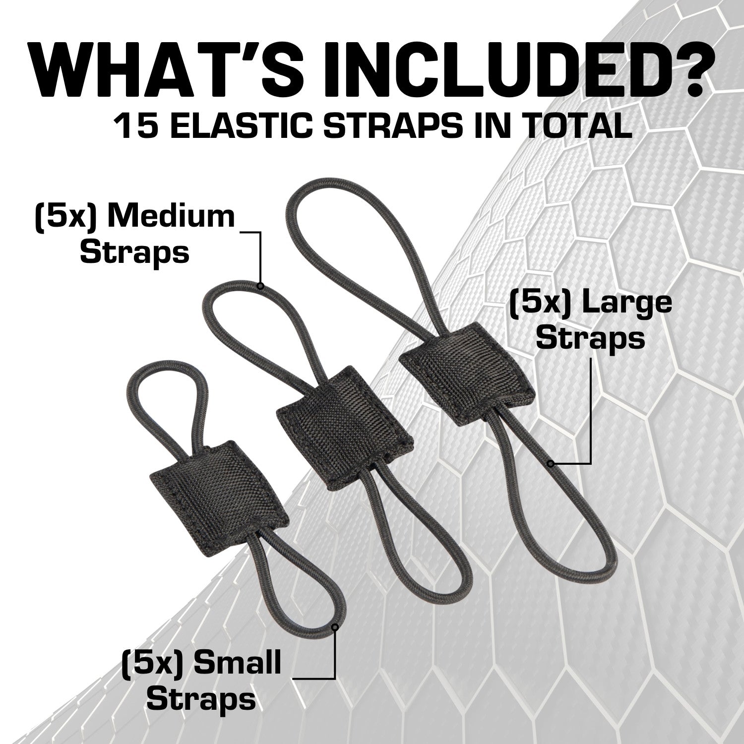Elastic MOLLE Straps for Tactical Webbing & MOLLE Panels (15-Piece Pack)