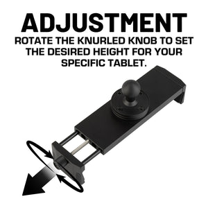 Heavy Duty Aluminum 2-Point Universal Tablet Holder with Integrated 20mm Ball