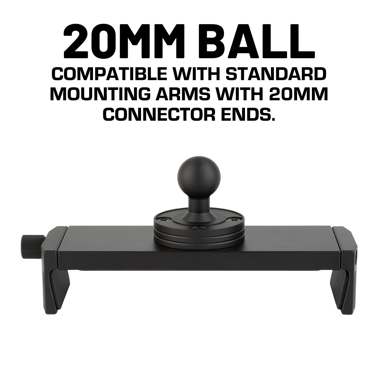 Heavy Duty Aluminum 2-Point Universal Tablet Holder with Integrated 20mm Ball