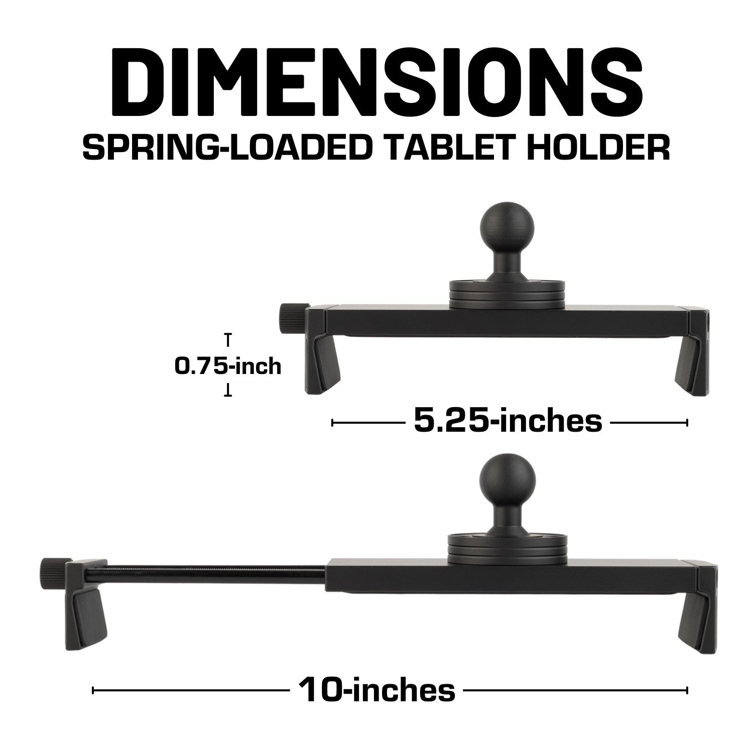 Heavy Duty Aluminum 2-Point Universal Tablet Holder with Integrated 20mm Ball