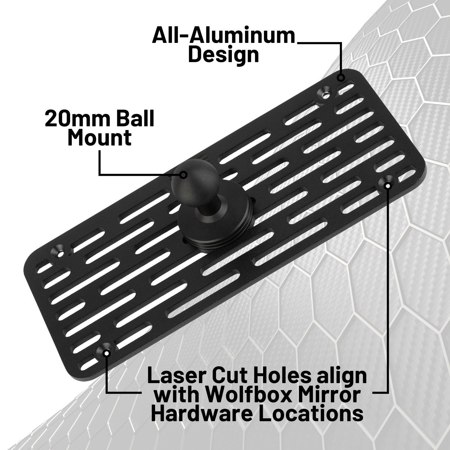 Wolfbox Rearview Mirror Display Mount with 20mm Ball