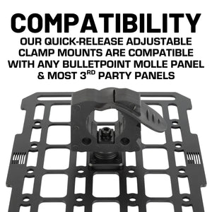 Quick Release Adjustable Clamp Mounts 1-1/4" to 1-5/8" Compatible with MOLLE Panels