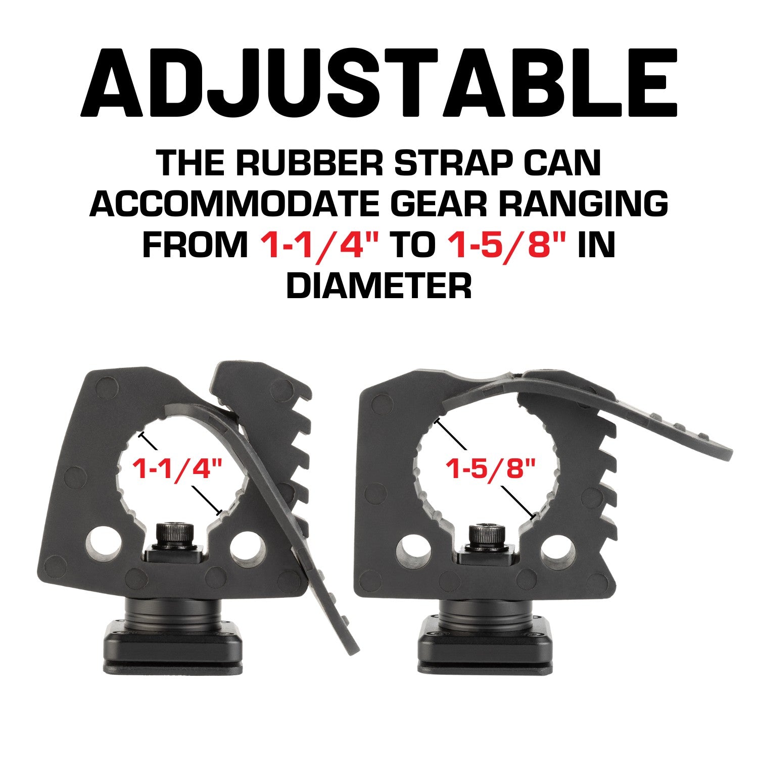 Quick Release Adjustable Clamp Mounts 1-1/4" to 1-5/8" Compatible with MOLLE Panels