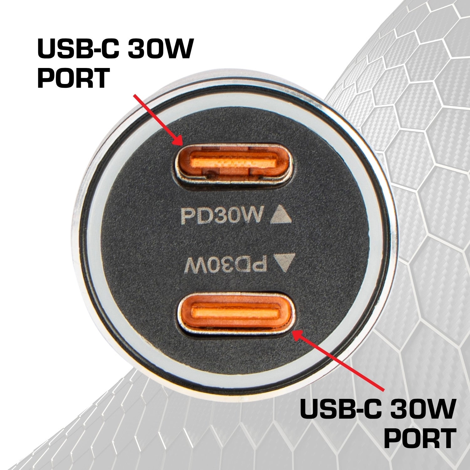 12V Cigarette Lighter Power Adapter with Dual USB-C Ports