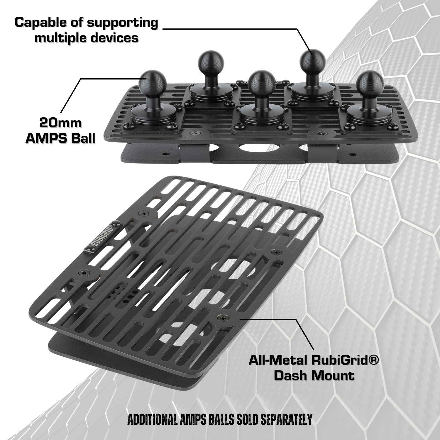 RubiGrid® 2019-2023 Ford Ranger Phone Holder Multi-Device Dash Mount