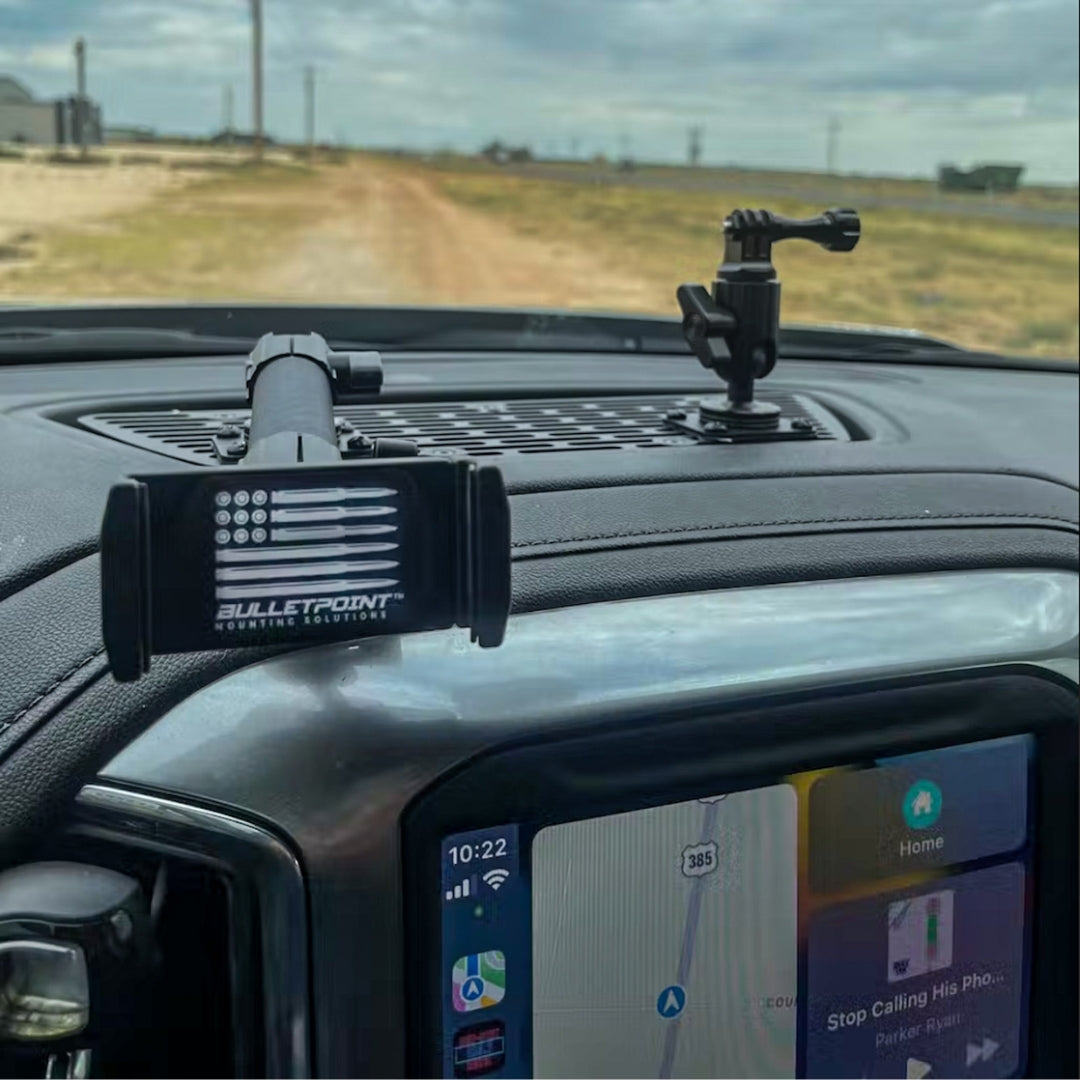 RubiGrid® GMC Sierra + Chevrolet Silverado Dash Mount with Black Arms