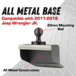 Metal Series Jeep Wrangler JK/JKU DiabloM6 Magnetic Single 20mm Ball Dash Phone Mount (2011-2018)
