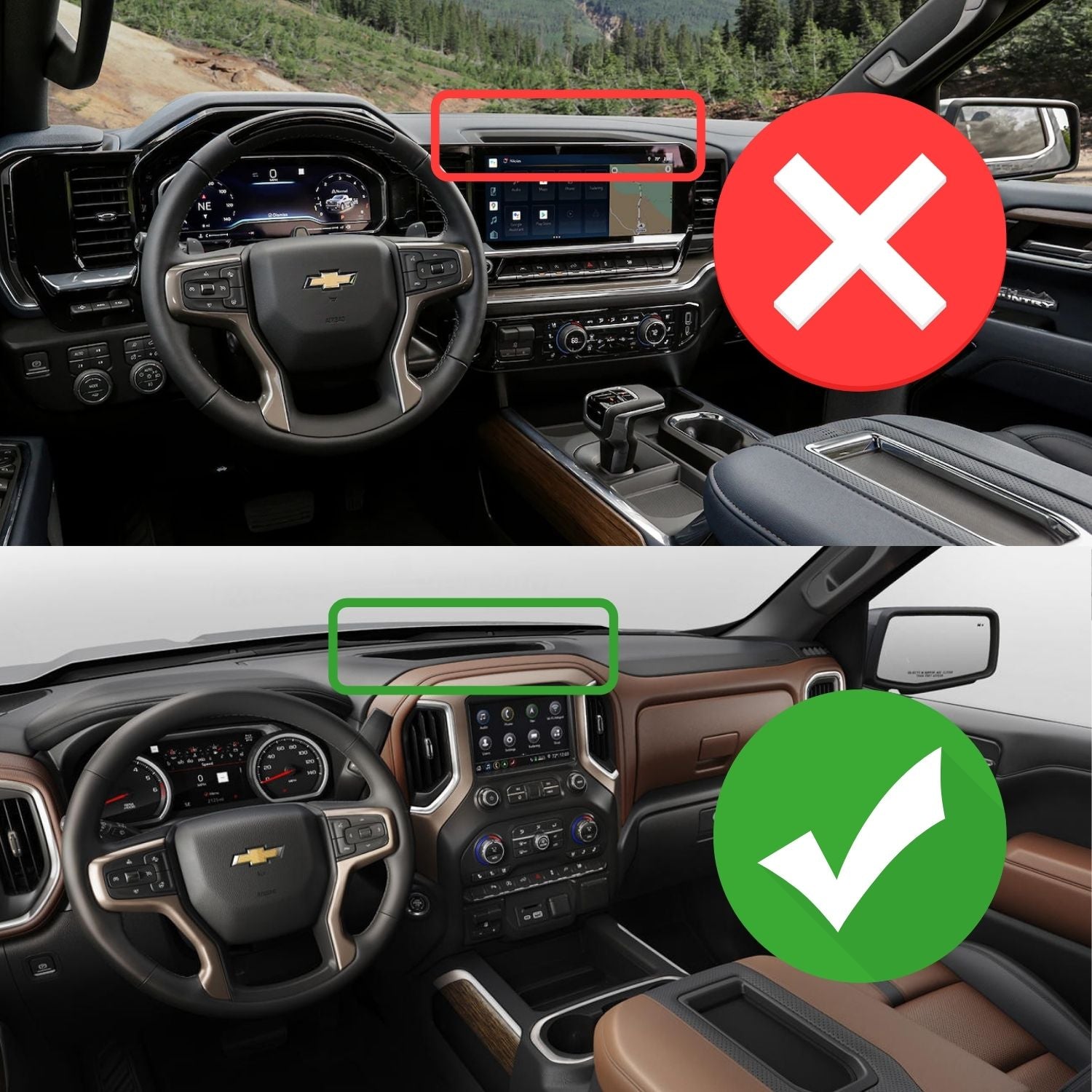 RubiGrid® GMC Sierra + Chevrolet Silverado Dash Mount with Black Arms