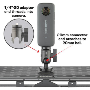 1/4"-20 Aluminum Camera Adapter with 20mm Connector End Nubby Edition