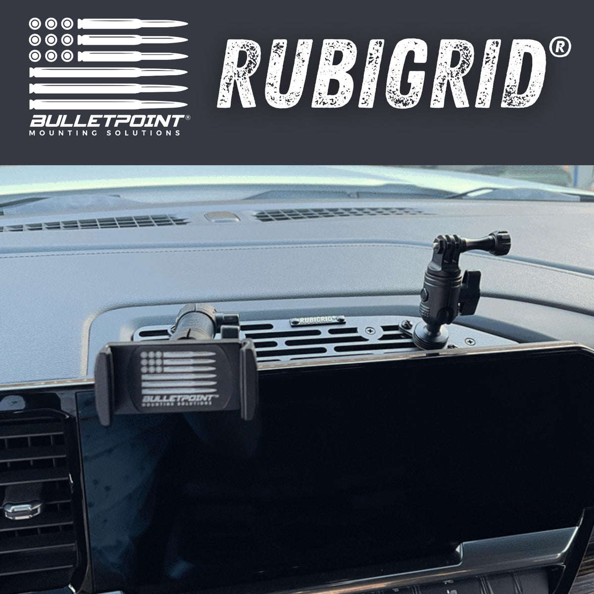 RubiGrid® 2022+ GMC Sierra + Chevrolet Silverado Dash Mount 13.4 Scre -  Bulletpoint Mounting Solutions