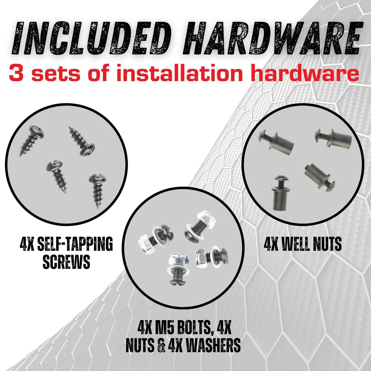 4-Hole AMPS Metal Mounting Plate with Integrated 20mm Ball + 3x Sets of Installation Hardware