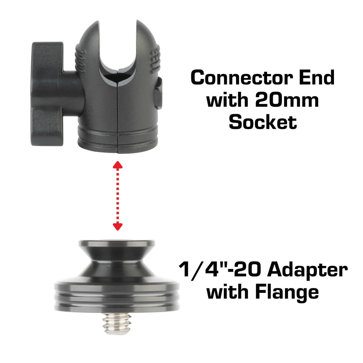 1/4&quot;-20 Aluminum Camera Adapter with 20mm Connector End Nubby Edition