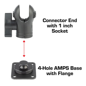 AMPS Compatible Mounting Plate with 1 inch Connector End Nubby Edition