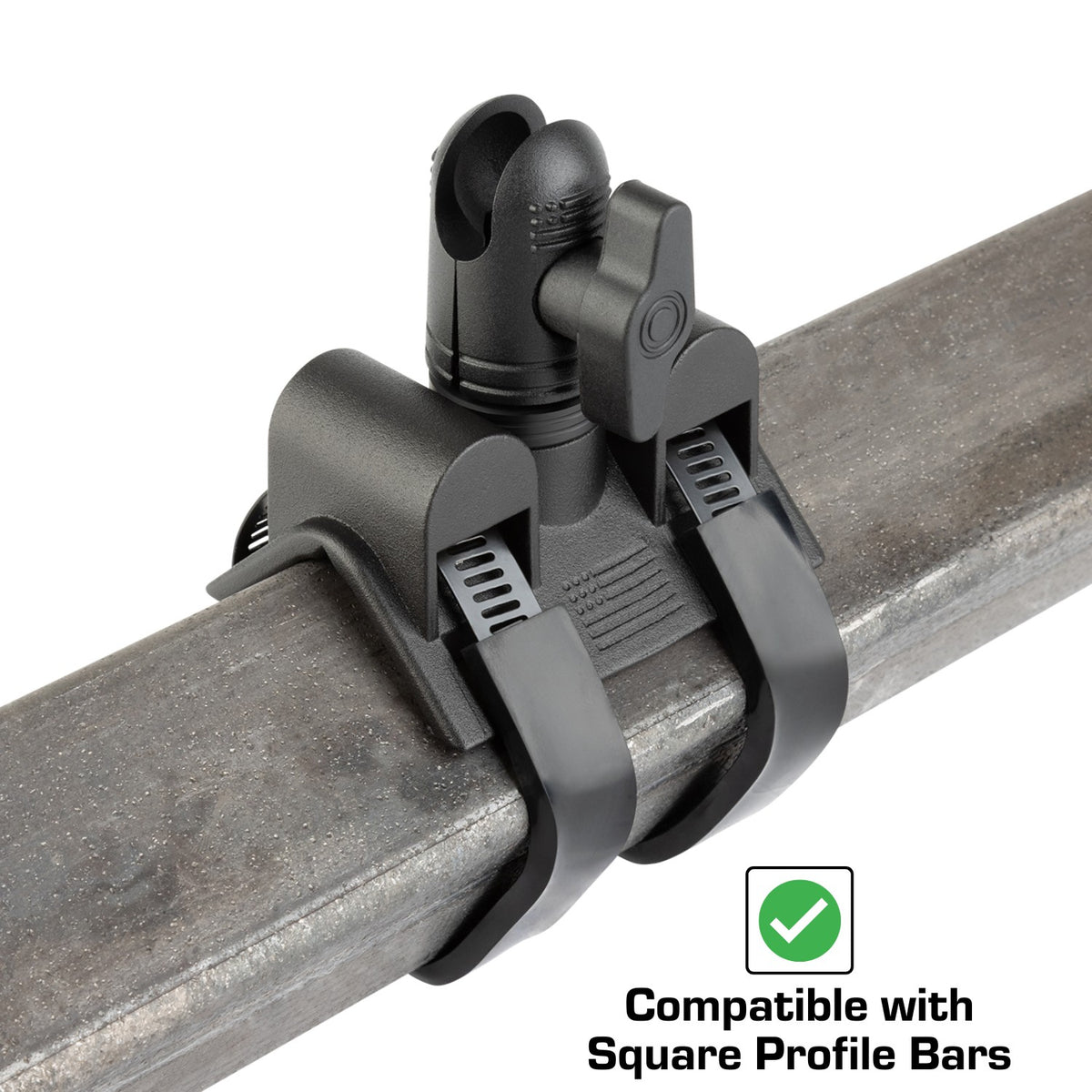 Adjustable Dual Hose Bar Clamp Mount with 20mm Connector End Nubby Edition - Fits Bars 1 to 3 inches Diameter