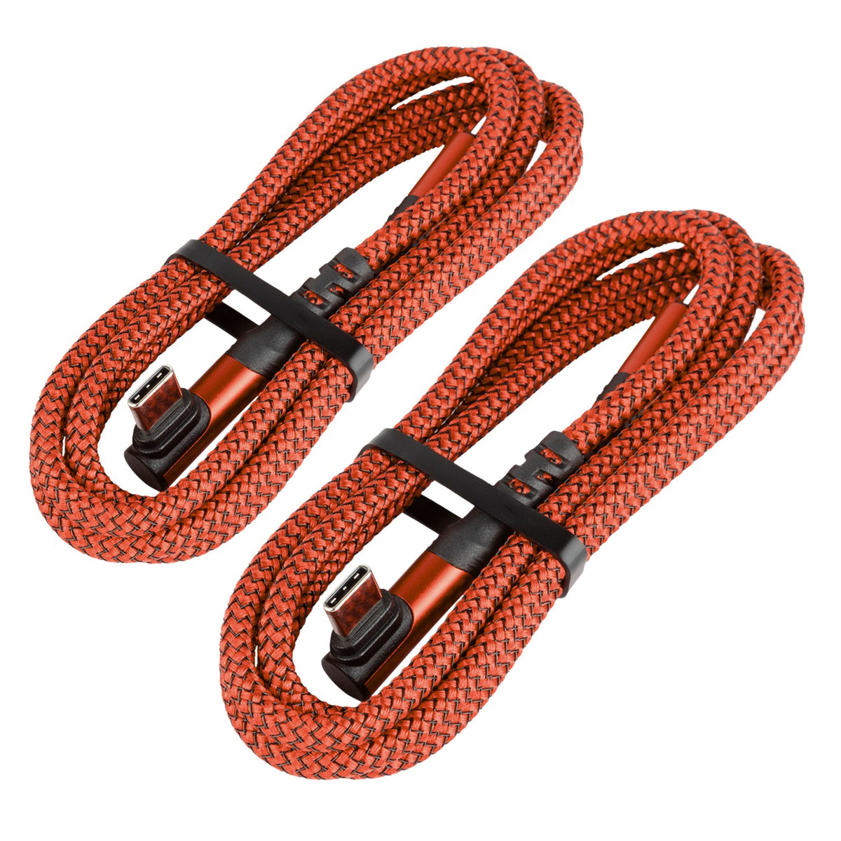 Nylon Braided USB-C Charging Cable with Right-Angle Port 3.3 Feet / 1 Meter - Multiple Colors